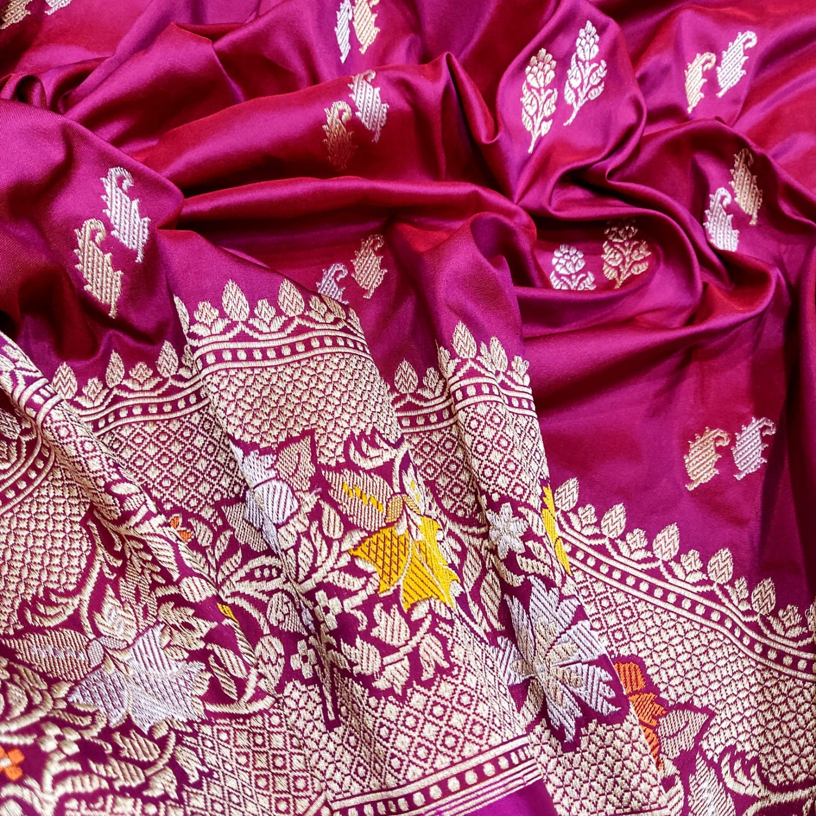 Pastel Pink Pure Banarasi Handloom Katan Silk Saree - Aura Benaras