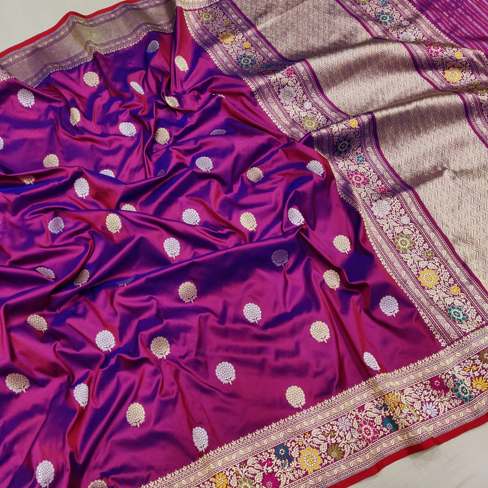 Dual Tone Purple Katan Silk Kadwa Banarasi Saree - Sanskriti Cuttack