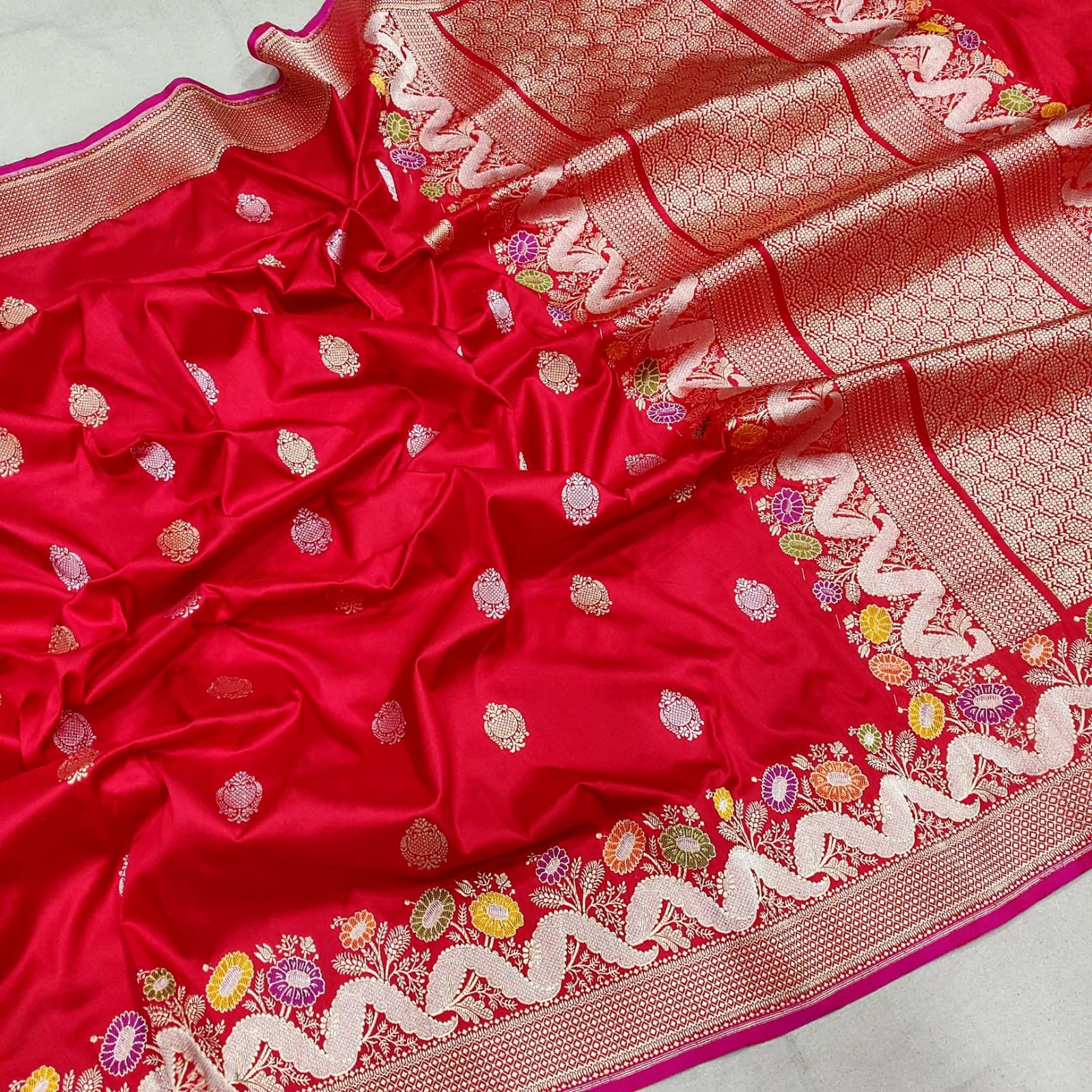 Red Katan Silk Kadwa Banarasi Saree - Sanskriti Cuttack